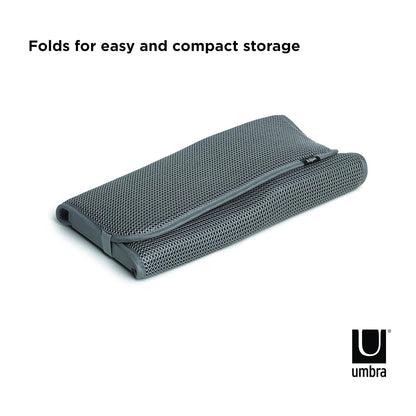 Umbra Udry Escurridor de platos y tapete de secado de microfibra: diseño que ahorra espacio, se pliega para facilitar su almacenamiento, Escurridor mini, Gris