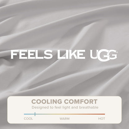 UGG - Juego de sábanas Queen de 4 Piezas de Lujo con Bolsillos Profundos y 2 Fundas de Almohada, hipoalergénicas, Lavables a máquina, Suave, Ligero, para recámara, Queen, Gris Piedra (Hedi)