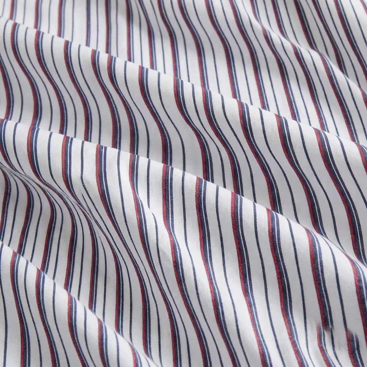Nautica - Juego de sábanas de algodón percal para Cama Individual o Individual XL, con Funda de Almohada a Juego, crujiente y Fresco, Totalmente elástico, Esenciales para recámara (Avery Stripe Navy)