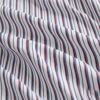Nautica - Juego de sábanas de algodón percal para Cama Individual o Individual XL, con Funda de Almohada a Juego, crujiente y Fresco, Totalmente elástico, Esenciales para recámara (Avery Stripe Navy)