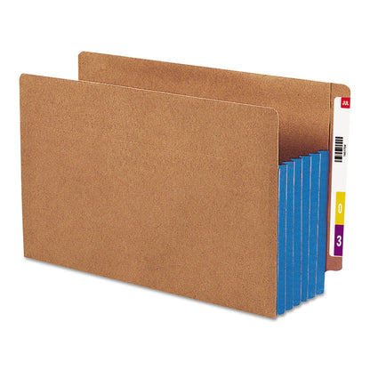 Smead Bolsillo para archivar con pestaña final, pestaña reforzada de corte recto, expansión de 5-1/4 pulgadas, tamaño legal extra ancho, cuerda roja con refuerzo azul, 10 por caja (74689)