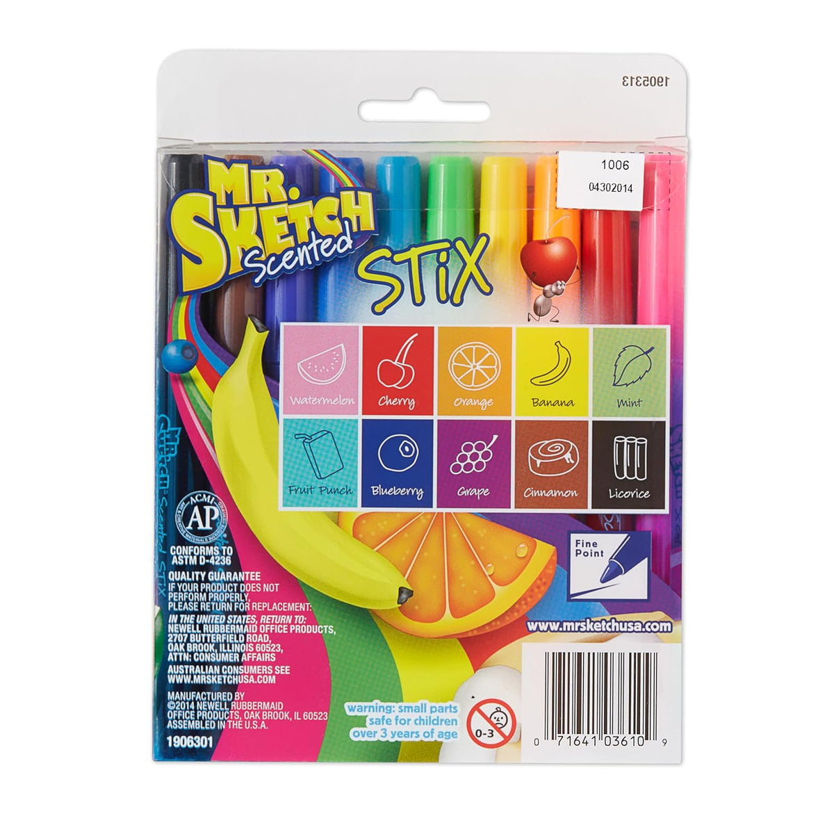 Mr. Sketch Stix Rotuladores de acuarela perfumados lavables, Empaque estándar, Multicolor, 10 unidades