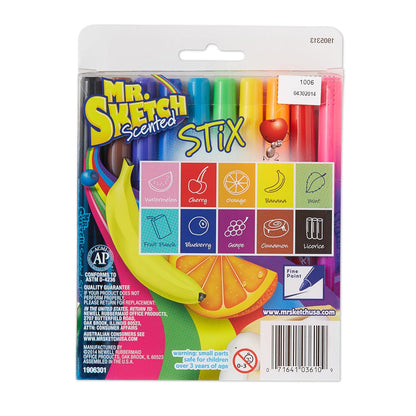Mr. Sketch Stix Rotuladores de acuarela perfumados lavables, Empaque estándar, Multicolor, 10 unidades