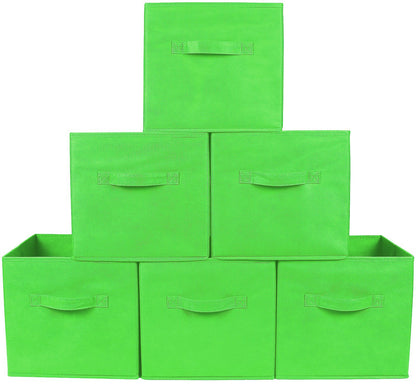 Greenco GRC2363 Foldable Non, Woven Fabric Storage Cubes, 6 Pack, Green