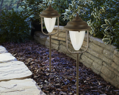 Moonrays 95825 - Luz de camino de metal estilo cordova de bajo voltaje, lámpara de 20 W