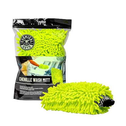 Chemical Guys Chenille Premium Manopla de Microfibra antiarañazos, Ideal para Automóviles, Camiones, todoterrenos, vehículos recreativos y más, Verde