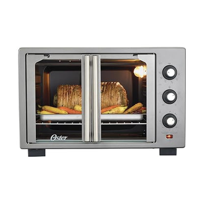 Oster Horno Eléctrico, con Freidora de Aire, 35 L de Capacidad, Para Hornear, Asar, Tostar, Freír al Aire, y Convección, Pollo y Más, Temporizador 60 Minutos, Accesorios, Gris, TSSTTV35FDMAFNS-1MX