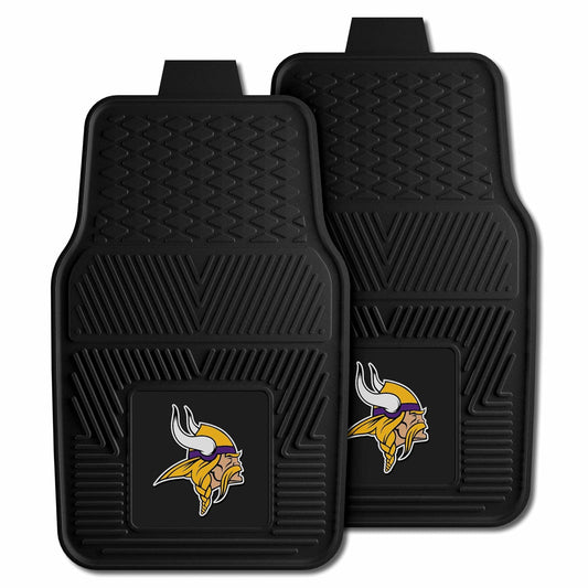 FANMATS 8775 Minnesota Vikings - Juego de 2 Alfombrillas de Vinilo Resistente para Automóvil, protección para Todo Tipo de Clima, Ajuste Universal, diseño de resevorio Profundo, 18 x 27 Pulgadas