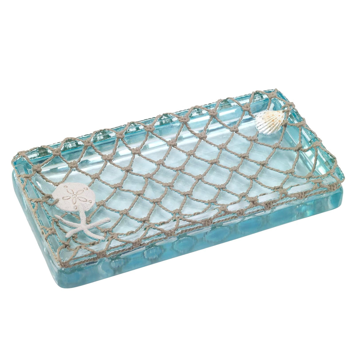 Avanti Linens - Bandeja Decorativa, Organizador de encimera de Resina, Accesorios de baño inspirados en la Playa (colección Seaglass) - 10" x 5.5" x 1.3" - Multicolor