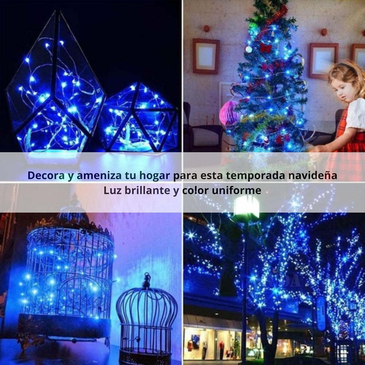 Luces Navideñas Series de Luces led - [PWEROAK Luces de Navidad 10M 200LED con 8 modos de iluminación Guirnalda de Luces de Navidad para Navidad/Halloween(10M 200LED Azul)
