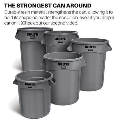 Rubbermaid Commercial Products - Cubo de basura/basura/basurero resistente FG261000GRAY BRUTE, paquete de 6