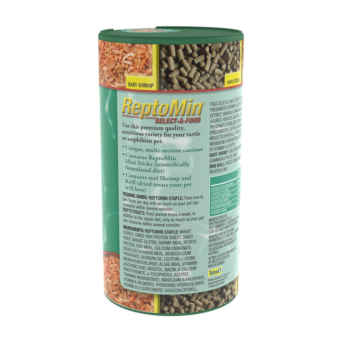 Tetra ReptoMin Alimento Selecto para Tortugas y Anfibios 3 en 1 de Reptomin, Baby Shrimp y Mini Krill Treats Contiene 44 Gramos