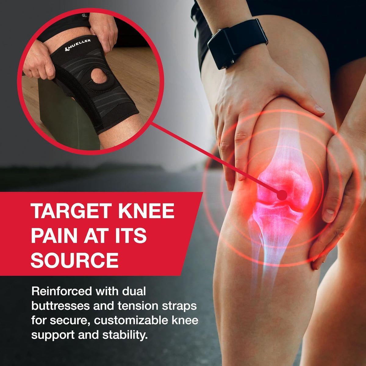 Mueller Self Adjusting Knee Stabilizer, One Size Fits Most, 1-Count Package