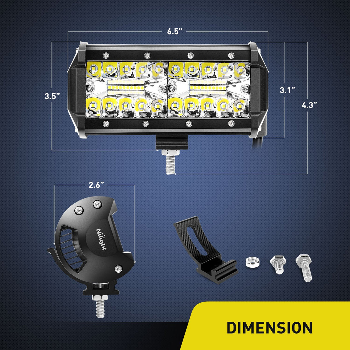 Nilight ZH303 - Juego de 2 Unidades de 6.5 Pulgadas y 120 W para conducción de 16 AWG para luz de Trabajo LED, Triple Fila, Todoterreno, camión, ATV, SUV, 2 años de garantía, Color Blanco
