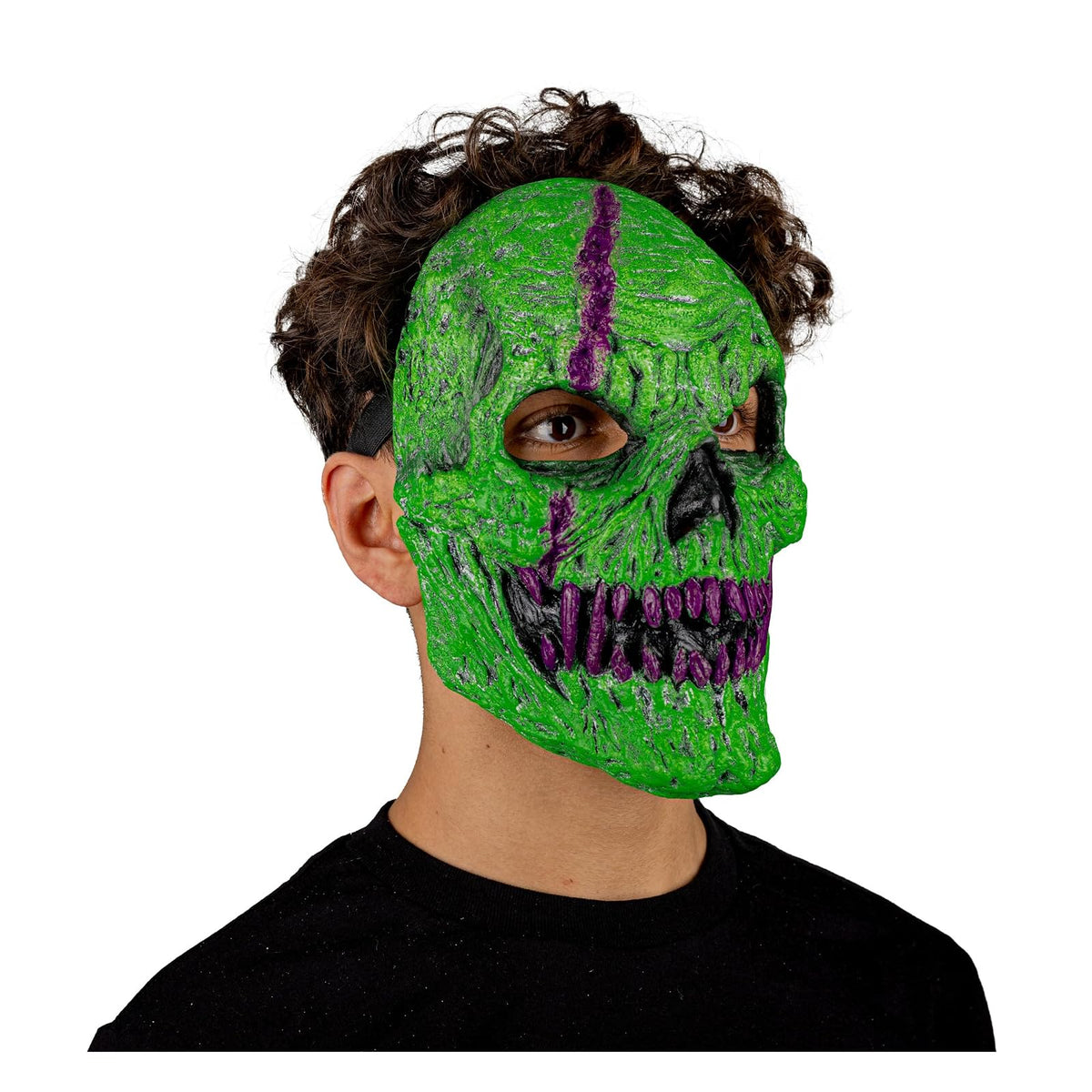 Ghoulish Productions Máscara De Látex Skull fangs Green Monster, Urban Mask Efecto Neón Calavera Creepy, Disfraz Aterrador para Halloween y Fiestas Temáticas, Cosplay, Diseño Artesanal Face Mask