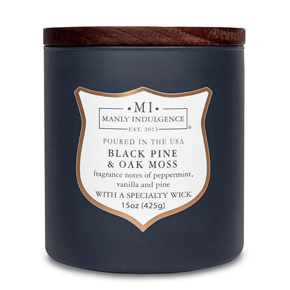 Manly Indulgence Vela Perfumada para Hombre, 16 oz - Pino negro y musgo de roble