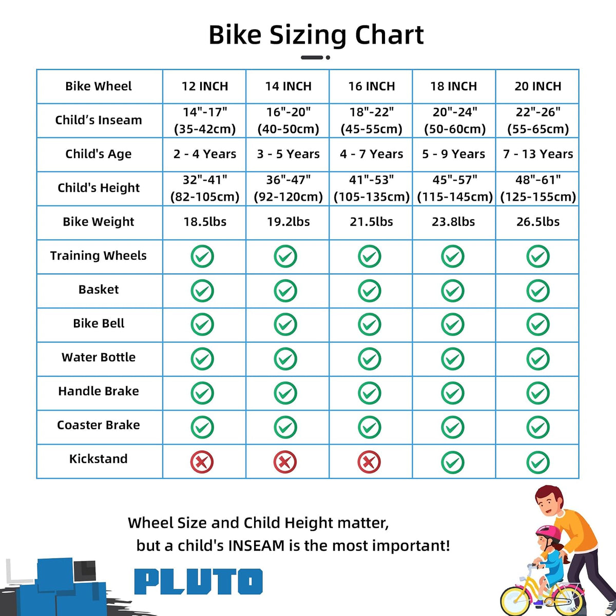 JOYSTAR Pluto - Bicicleta Infantil para niños y niñas de 3 a 12 años con Ruedas de Entrenamiento para de 12, 14, 16, 18, 20 Pulgadas, Bicicleta BMX Freestyle para niños