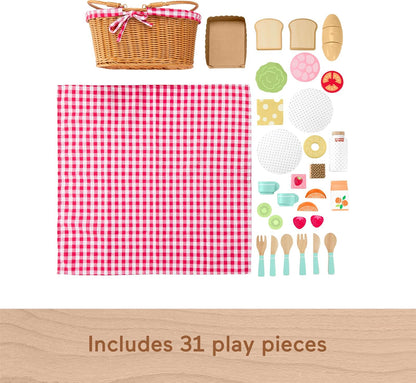 Fisher-Price, Canasta de Picnic de Madera, Juguete para Bebé, 3 Años en Adelante