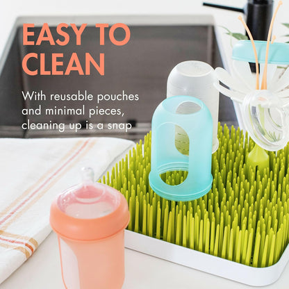 Boon B11341 Botellas reutilizables de silicona para enfermería, 8 onzas, menta (3 unidades), 3 unidades (paquete de 1), menta