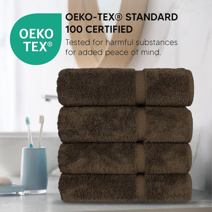 Chakir Turkish Linens - Toallas turcas absorbentes de algodón Premium (Toalla de baño, Juego de 4, Cacao)