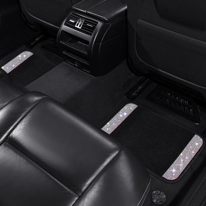 VarCozy - Alfombrillas de piso de diamantes de imitación para automóviles, alfombrillas de vidrio brillante con almohadilla antideslizante para el talón para mujer, 4 alfombrillas universales de diamante brillante para SUV, sedán, multicolor