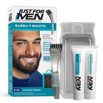 Just For Men Tinte en Gel para Barba y Bigote, Castaño Oscuro B45 - 1 Unidad (Paquete de 1) - Castaño Negro