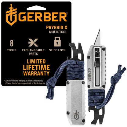 Gerber Gear Prybrid X Cuchillo de afeitar de bolsillo multiherramienta, cuchillo utilitario EDC con hoja retráctil y barra de palanca para llevar diario, azul urbano - Azul (Urban)