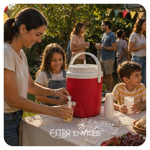 Estra Termo Térmico 8 Litros con Grifo Dispensador Antigoteo | Jarra para Agua, Café, Té y Jugos, Apto para Bebidas Frías y Calientes | Eventos, Oficina, Obra y Camping | Libre de BPA, Gris