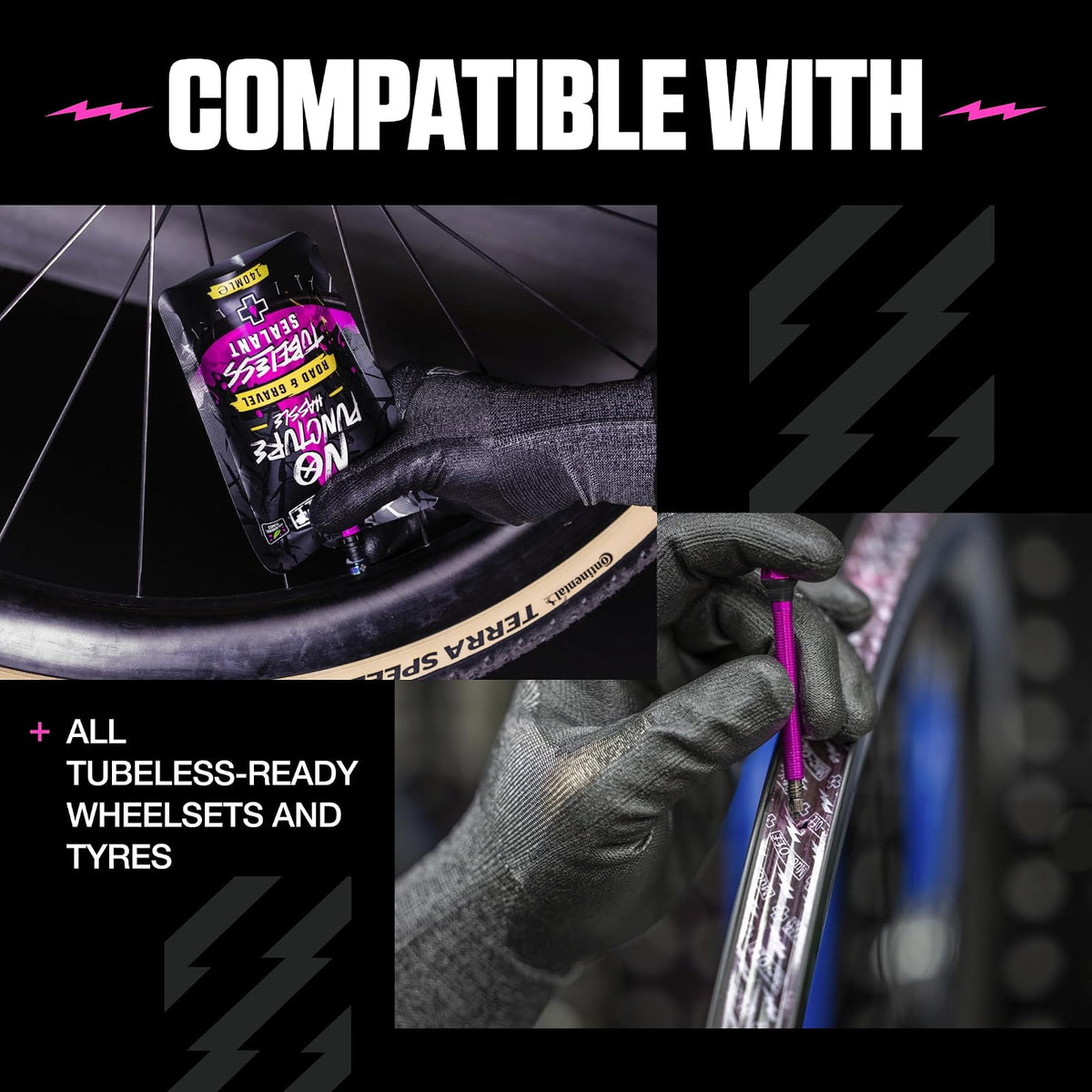 Muc Off Ultimate Tubeless Setup Kit for Tubeless Ready Bikes, Road/Gravel/CX 60mm - Includes Rim Tape, Seal Patches, Tubeless Valves and Tyre Sealant