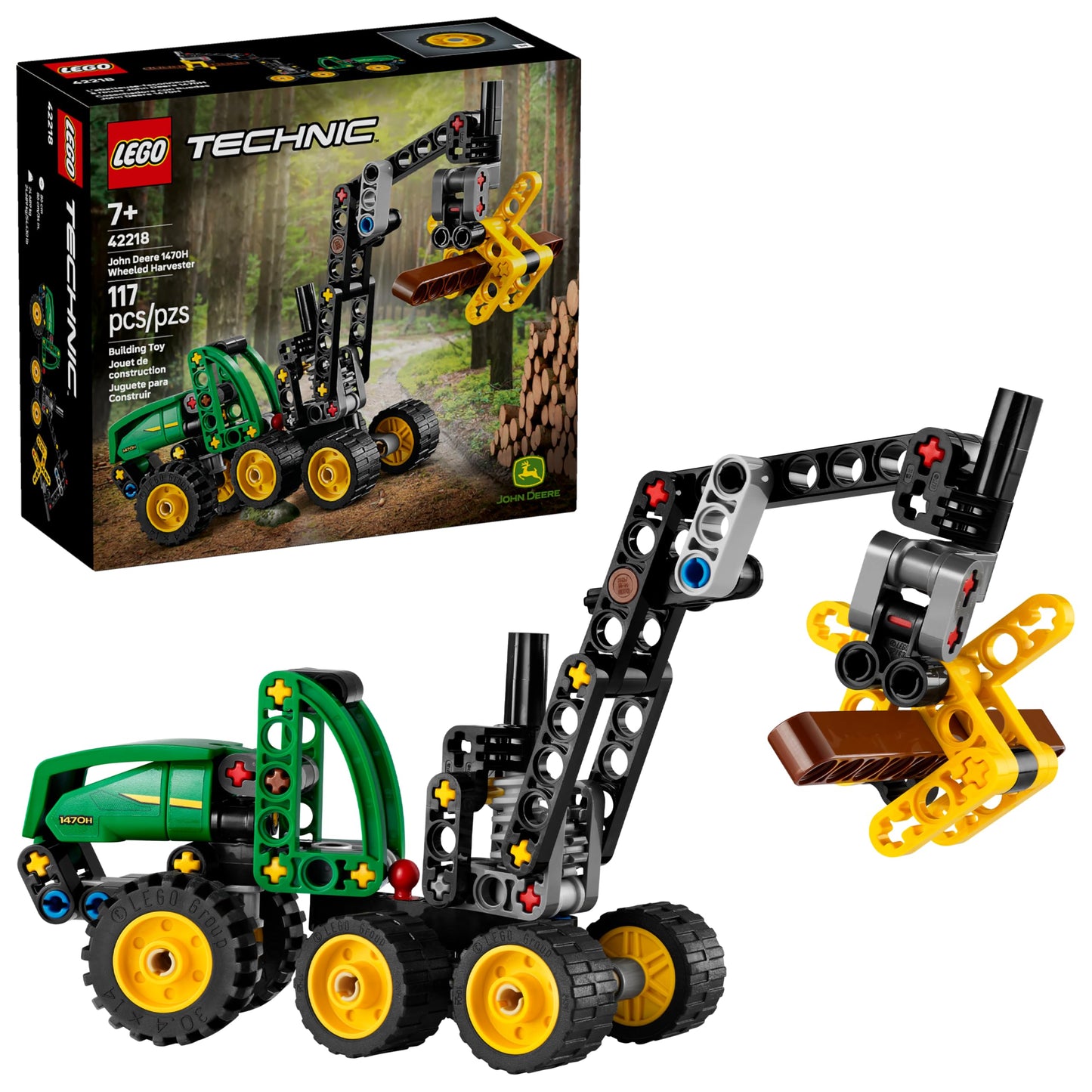 LEGO Technic Cosechadora con Ruedas John Deere 1470H – Pluma Giratoria, Garra y Tronco – Juguete de Construcción – Vehículo para Regalar a Niños y Niñas de 7 Años o Más – 42218