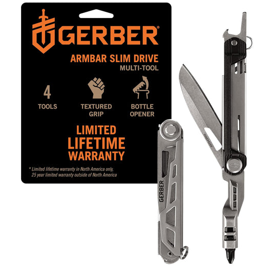 Gerber Gear - Cuchillo de bolsillo para brazo delgado con destornillador, abrebotellas, ónix