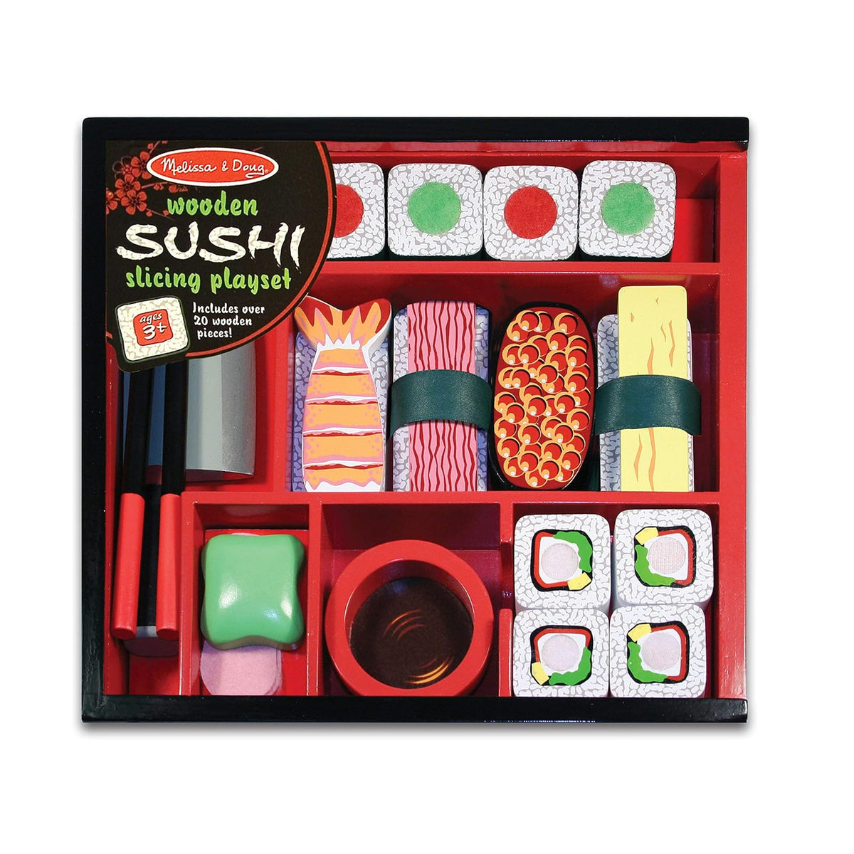 Melissa & Doug Juego de madera para rebanar sushi