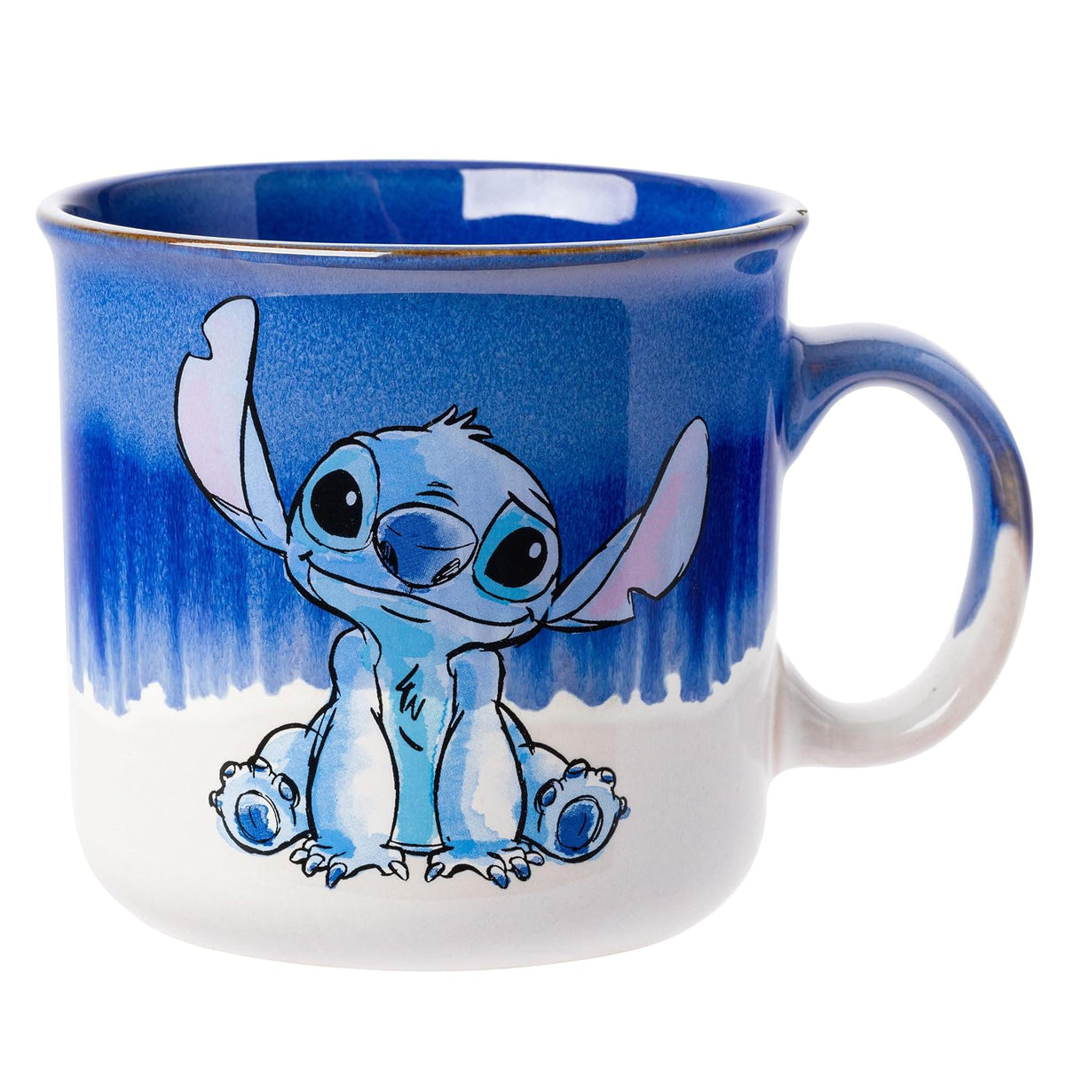 Silver Buffalo Disney Lilo and Stitch Ohana Means Family Reactive Glaze - Taza de cerámica para campista, 20 onzas