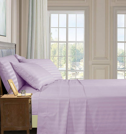 Elegant Comfort Softest and Coziest 6-Piece Sheet Set - 1500 Premium Hotel Quality Microfiber - Luxurious Wrinkle Resistant 6-Piece Damask Stripe Bed Sheet Set, King, Lavender/Lilac