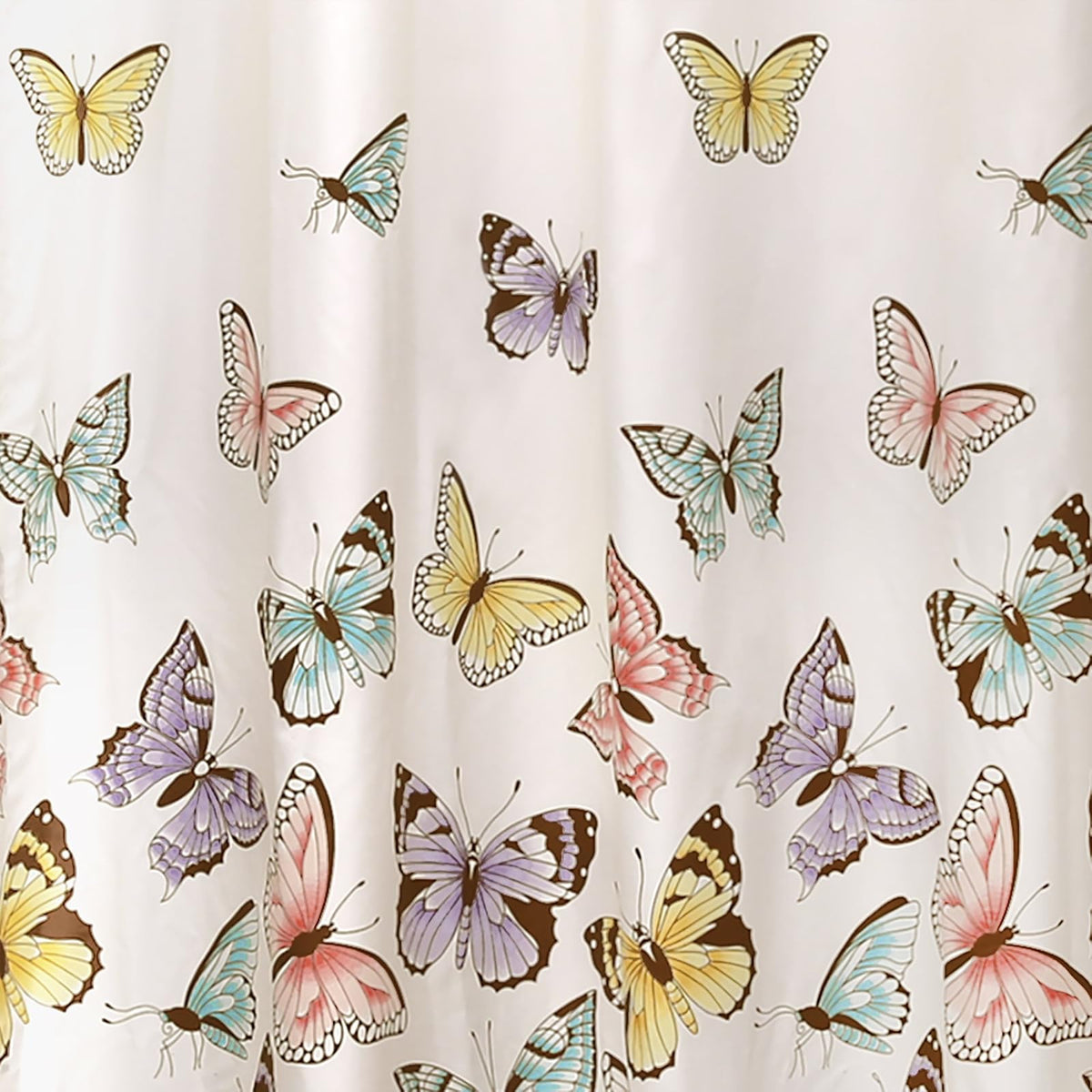 Lush Decor - Cortina de Ducha de Mariposas con Vuelo, decoración de baño de Tela con Estampado de Volantes, 72 x 72 Pulgadas, Color Rosa