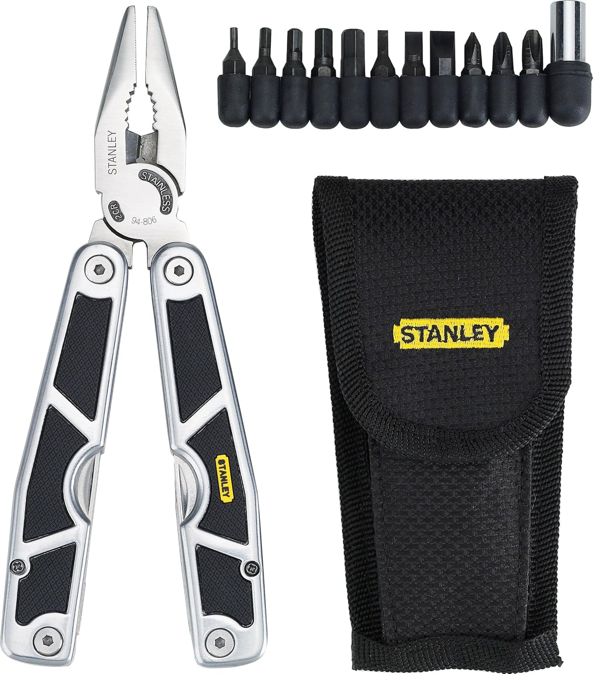 STANLEY Multiherramienta 29 en 1, 11 Puntas y Estuche, 94-806 | Multiherramienta 28 en 1, Incluye 11 Puntas de Destornillador, Estuche