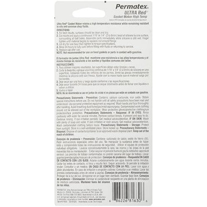 Permatex 81630 Ultra Red - Fabricante de Juntas de Alta Temperatura, 3 onzas