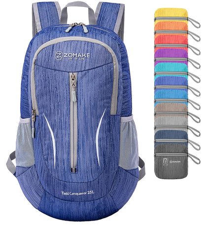 ZOMAKE Mochila de senderismo pequeña, 25 l, ligera, mochila de viaje, plegable, para mujeres y hombres, Mochilas de viaje, Azul oscuro, Pequeño - Chica - Dark Blue