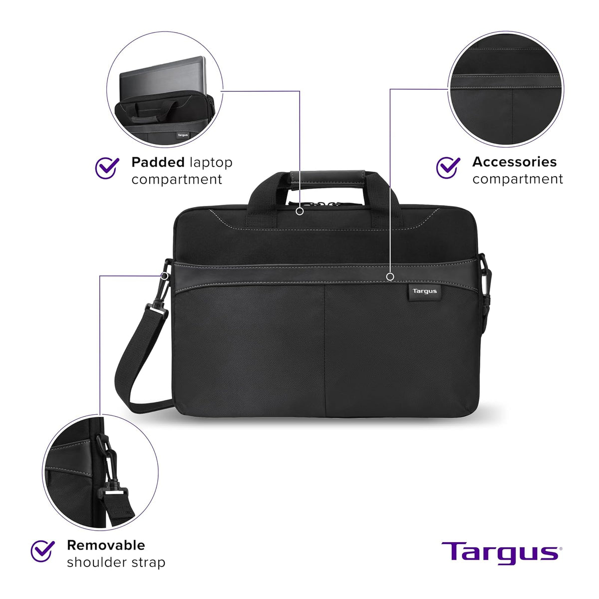 Targus Business Casual Slipcase with Shoulder Strap for 15.6-Inch Laptops, Black (TSS898)