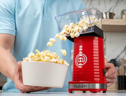 Hukën x MasterChef | Maquina de Palomitas | Palomera de Aire | Capacidad de 80g | Tecnología de Circulación de Aire Caliente y Rápida | Protección contra Sobrecalentamiento