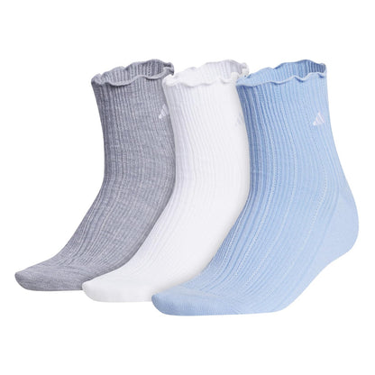 adidas Performance Calcetines Ruffle Paquete de 3 - M - Gris jaspeado - blanco - azul brillante