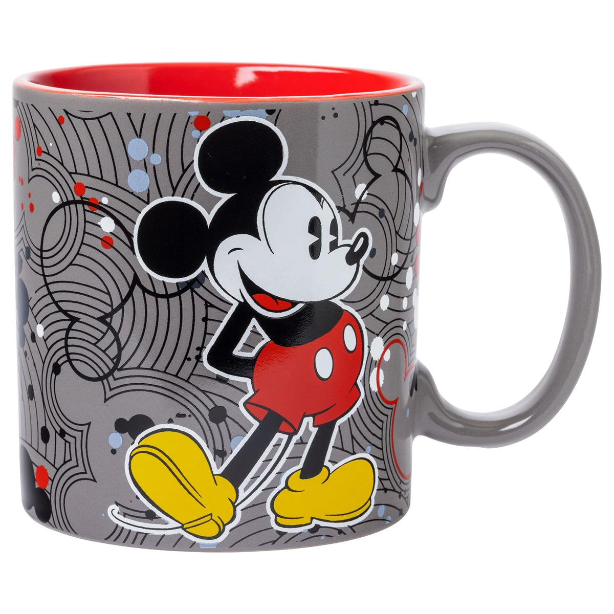 Silver Buffalo Disney Taza de Cerámica Extragrande 24 oz - 1 Count (Pack of 1) - Logotipos de Mickey Circle