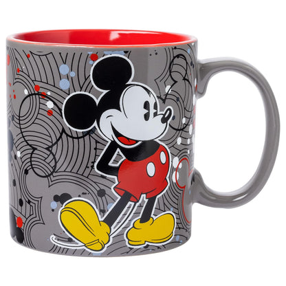 Silver Buffalo Disney Taza de Cerámica Extragrande 24 oz - 1 Count (Pack of 1) - Logotipos de Mickey Circle