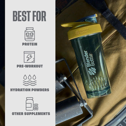 BlenderBottle - Botella de coctelera deportiva con batidor de alambre, 28 onzas, amarillo, batidos de proteínas e hidratación para atletas y entusiastas del fitness, fácil de mezclar, duradera y