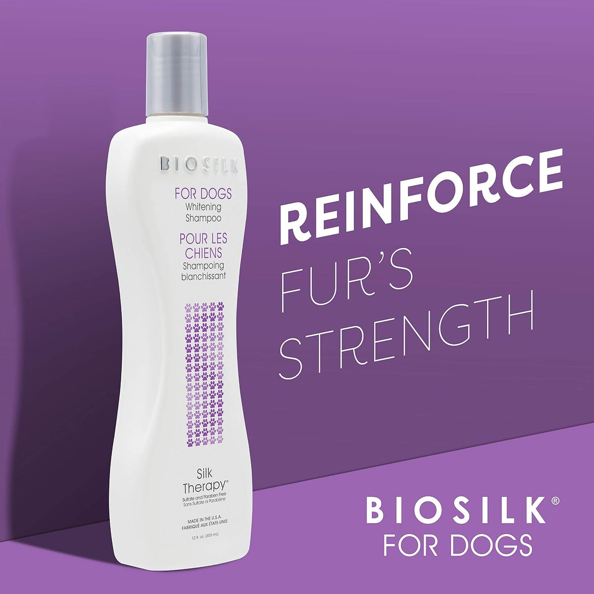 BioSilk Champú de terapia blanqueador y abrillantador para perros
