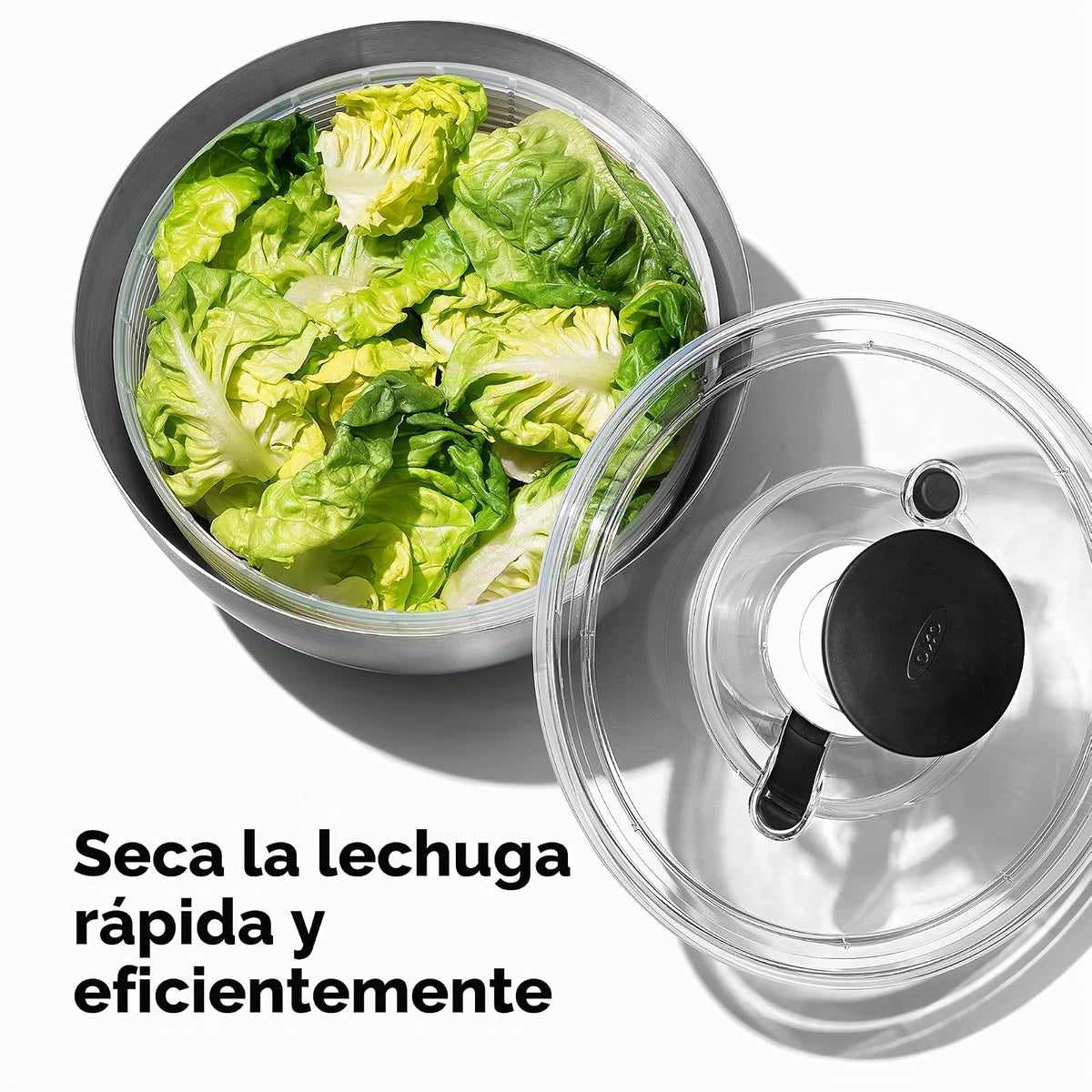 OXO 1071497 Centrifugador Ensalada Acero, 26.6 cm