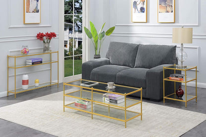 Convenience Concepts Royal Crest - Mesa Consola de Vidrio Transparente/Dorado