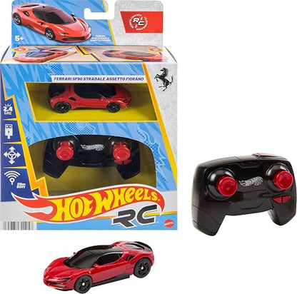 Hot Wheels RC Ferrari SF90 Stradale Assetto Fiorano a Escala 1:64, Automóvil a Control Remoto para Niños de 5 Años en Adelante
