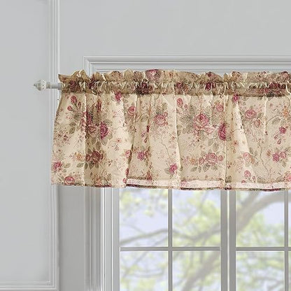 Greenland Home Antique Rose Cenefa para Ventana Forrada, 213 cm de Ancho x 48 cm de Largo, Marfil (Ecru)