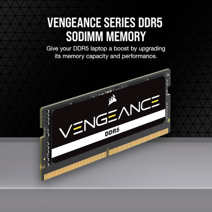 Corsair Vengeance SODIMM DDR5 RAM 16GB (1x16GB) 5600MHz CL48-48-48-90 1.10V Intel XMP 3.0 Memoria del Portátil – Negro (CMSX16GX5M1A5600C48)